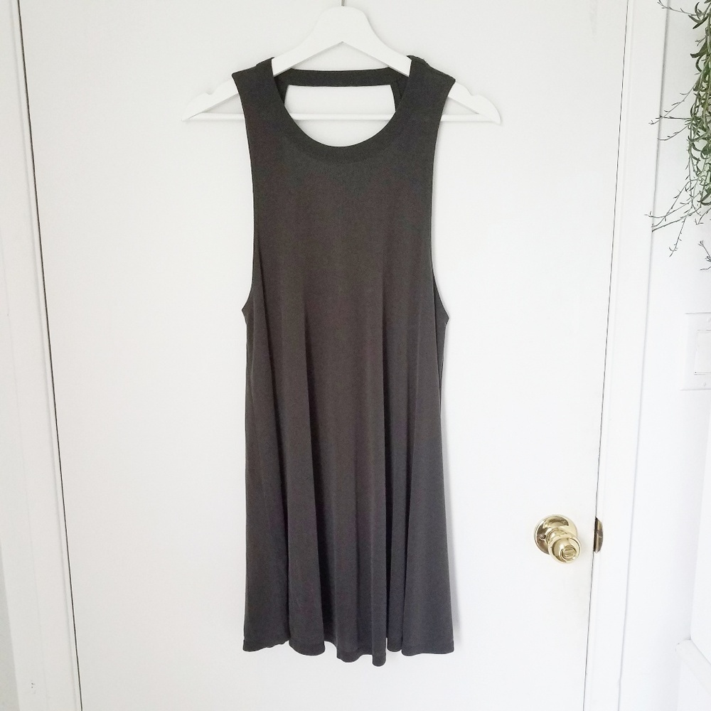 El Bloom knit swing dress dark olive loose fitting mini dress size S
